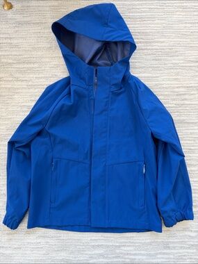 Uniqlo Kids Royal Blue Hooded Rain Jacket size 7-8